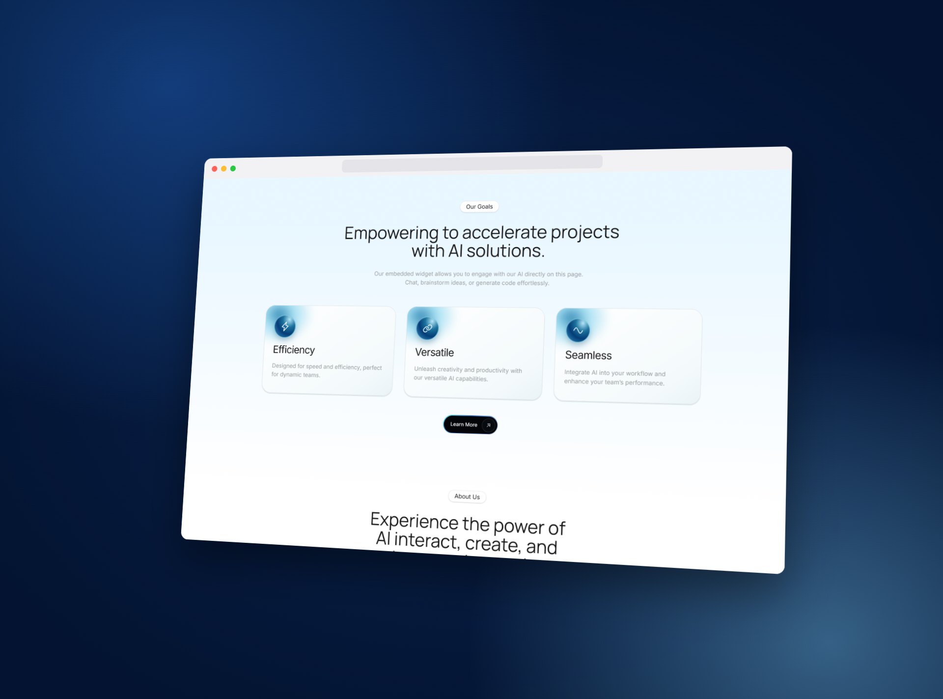 SphereAI features section in a browser