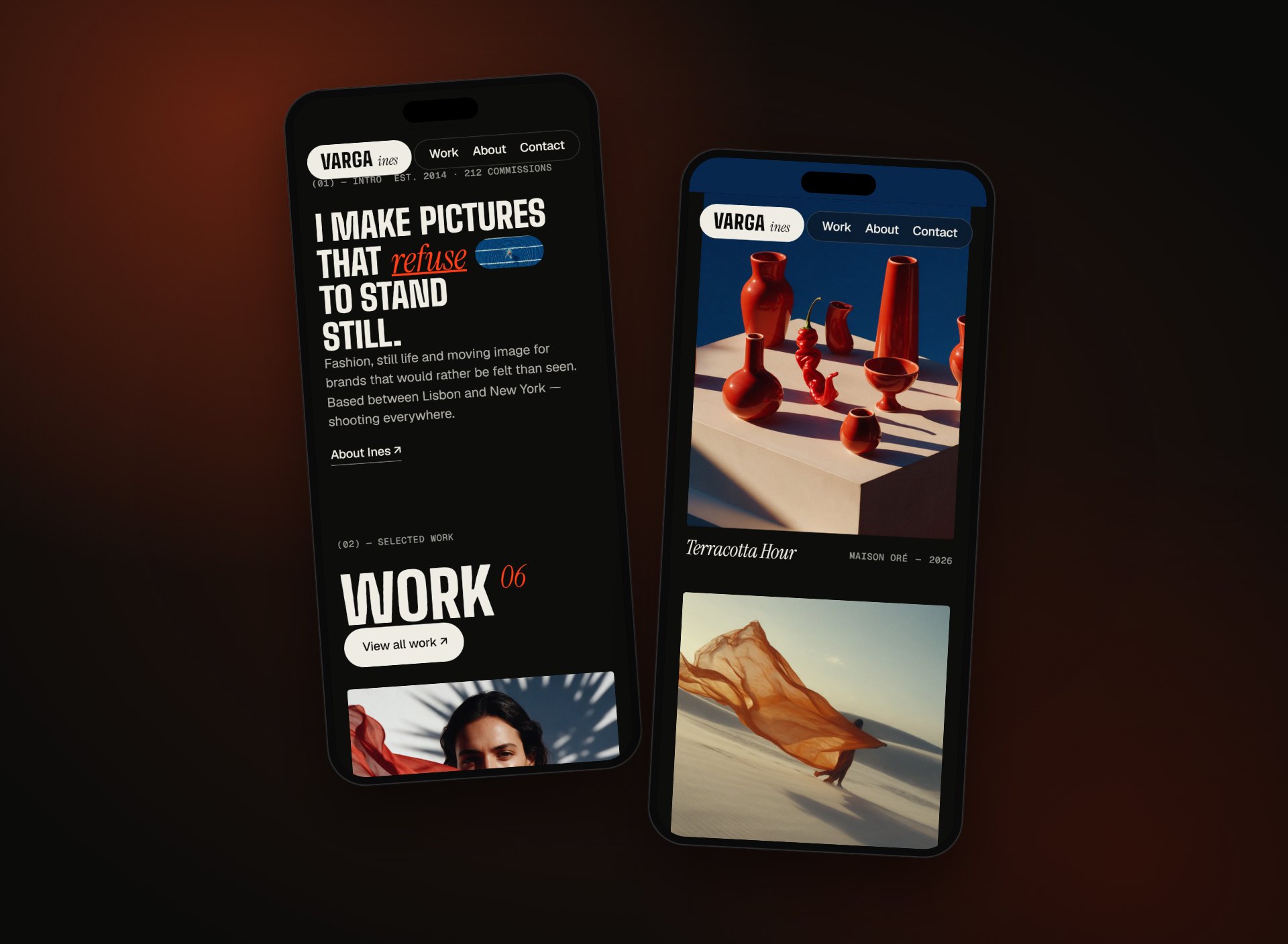 Varga portfolio on two phones