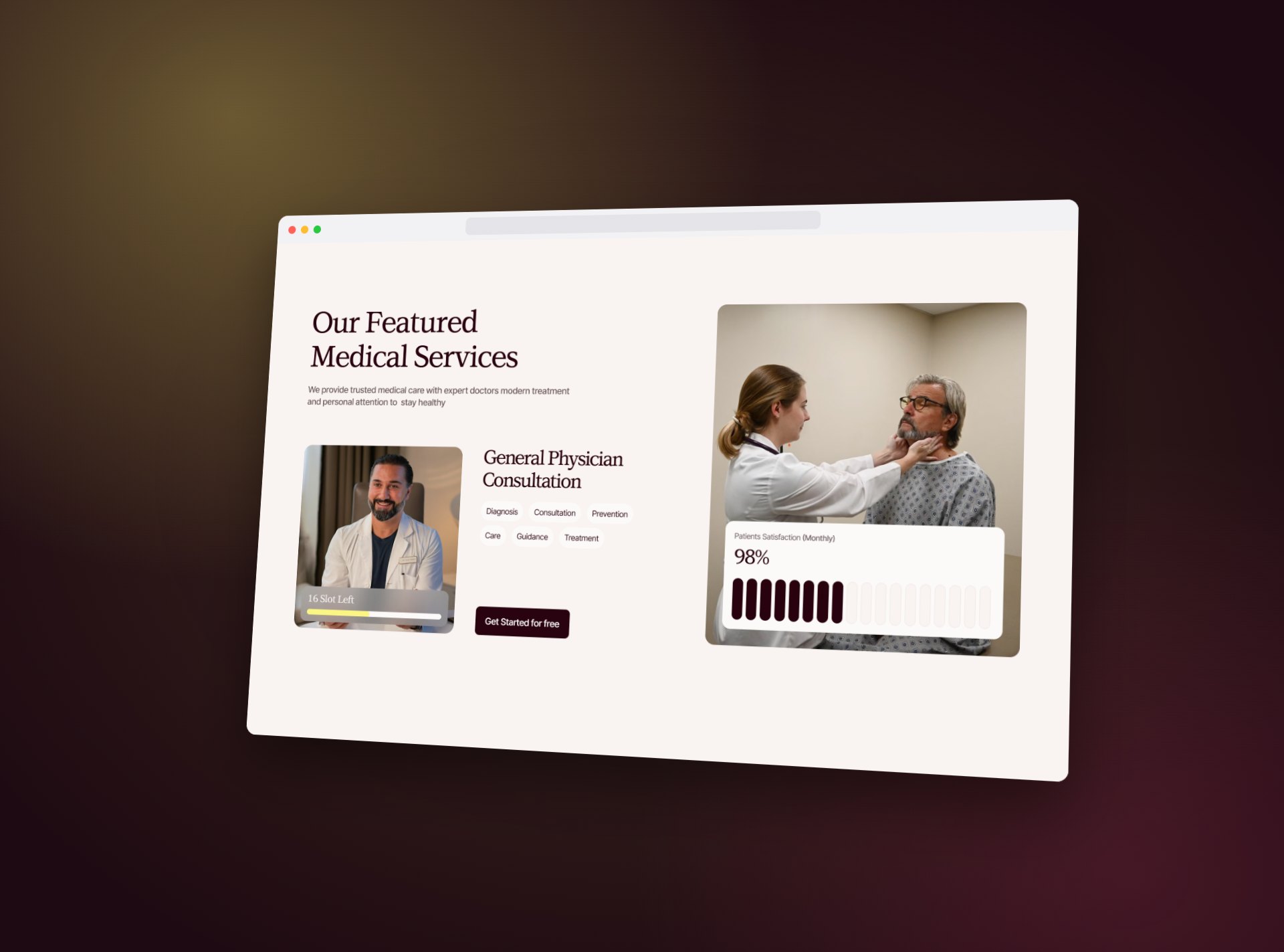 NexGo medical services section in a browser