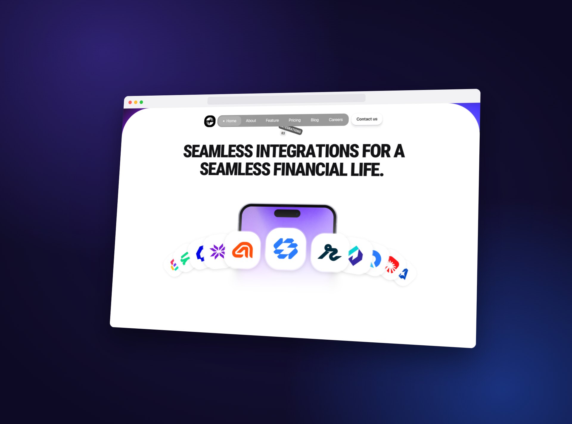 OneFin benefits section in a browser