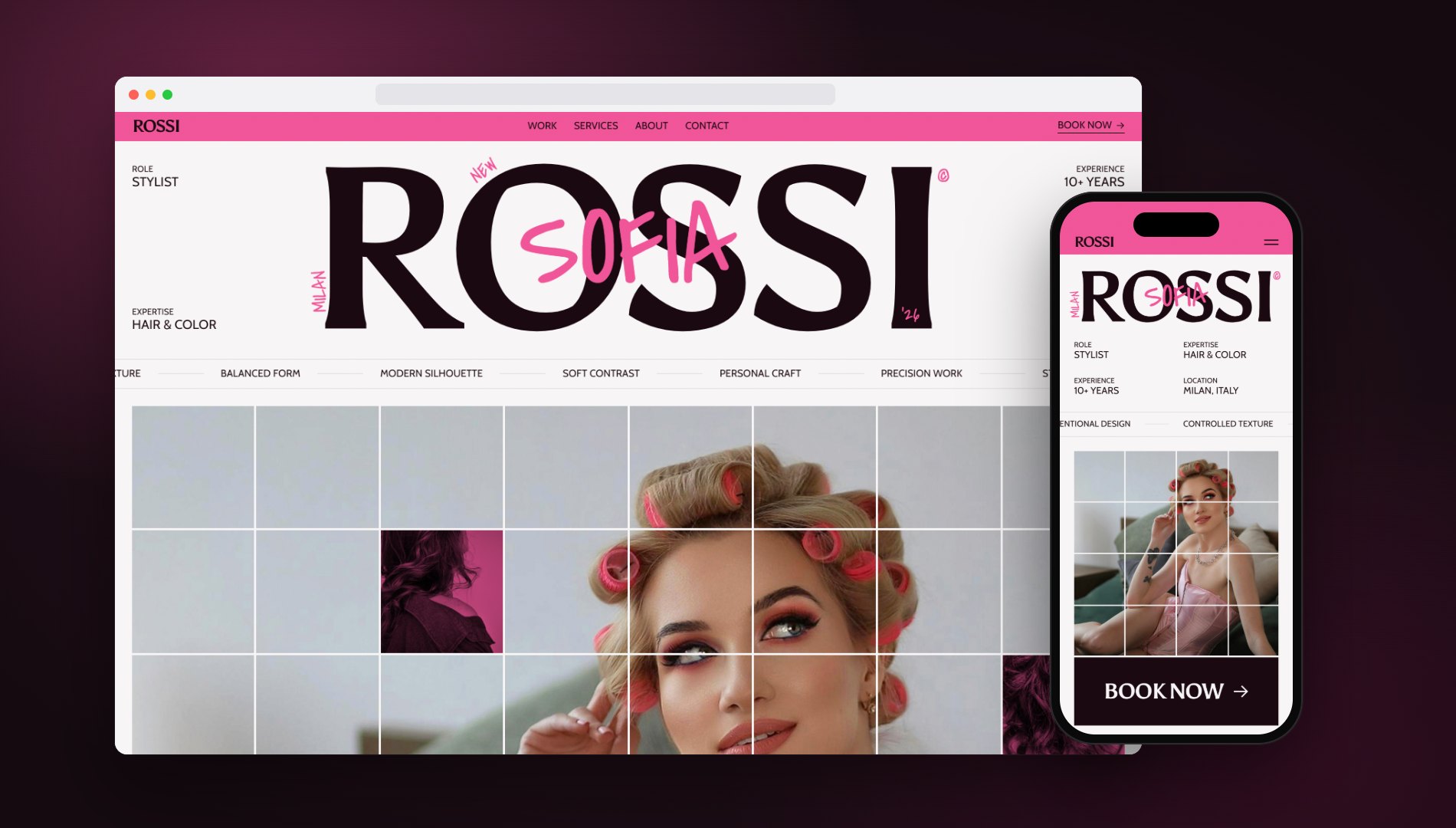 Rossi homepage on a laptop and a phone