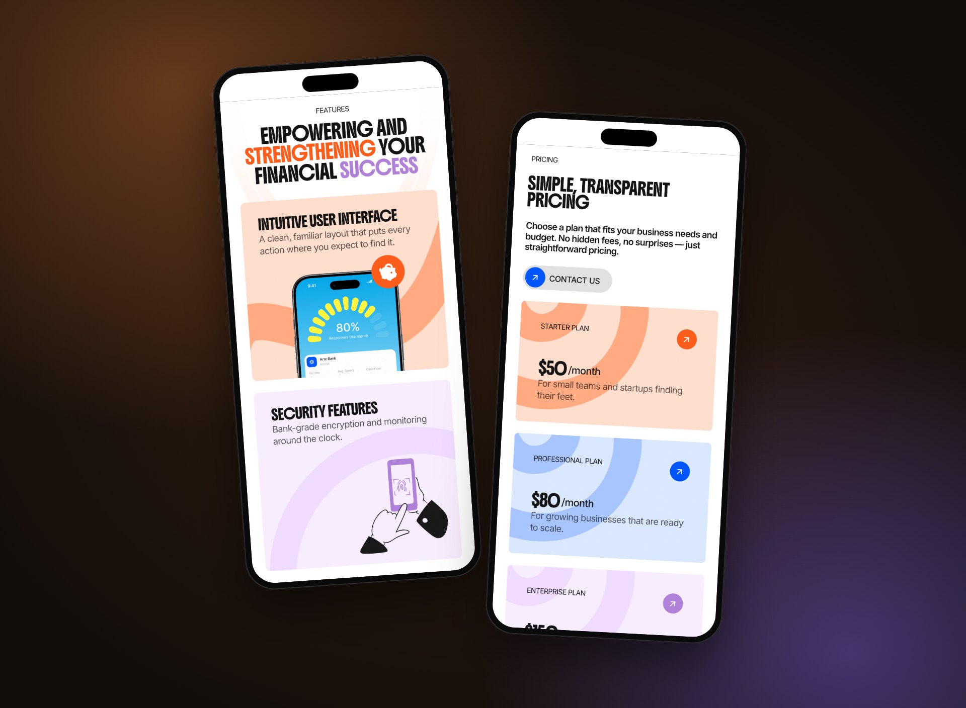 Wilun website on two phones