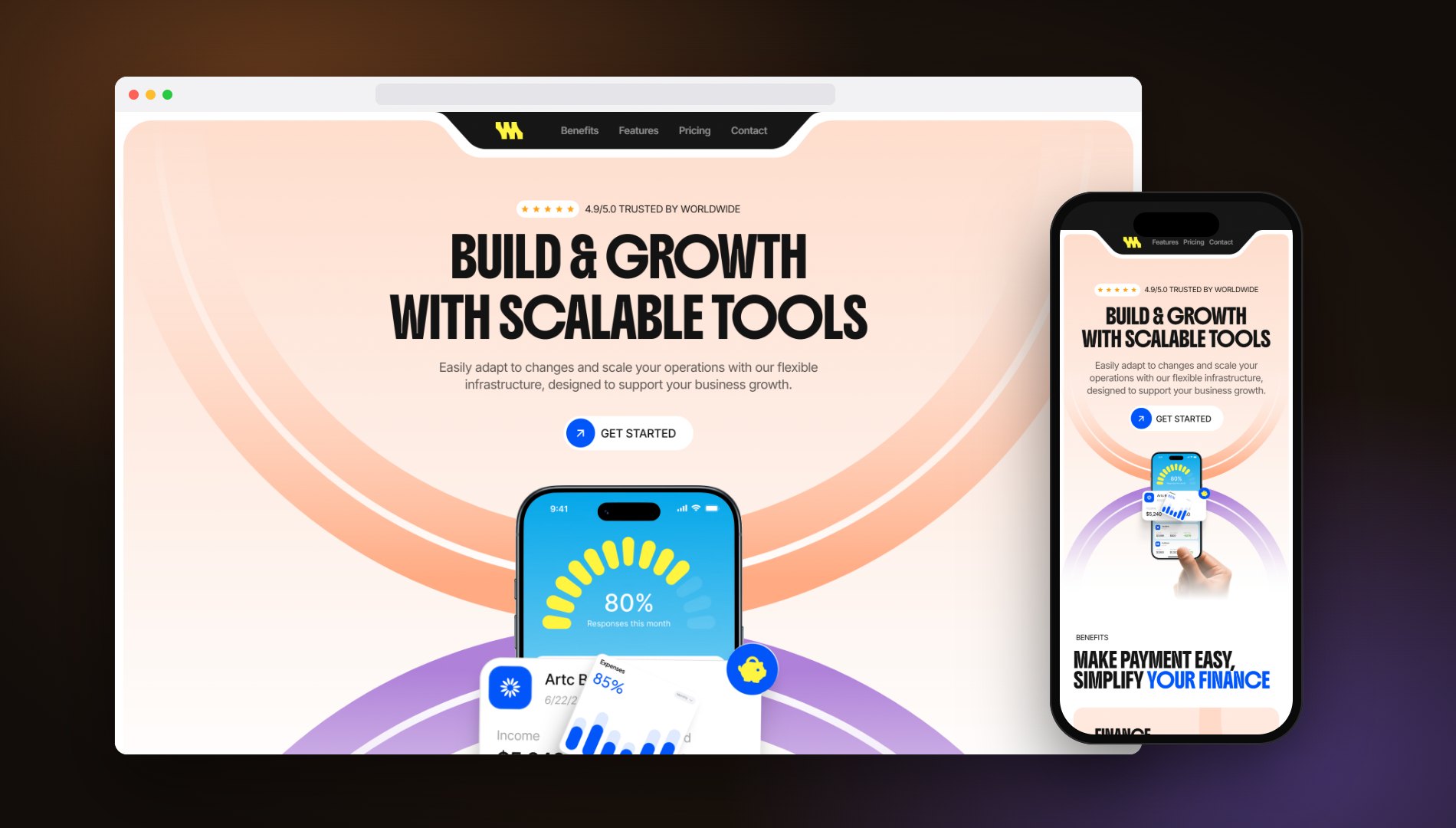 Wilun homepage on a laptop and a phone